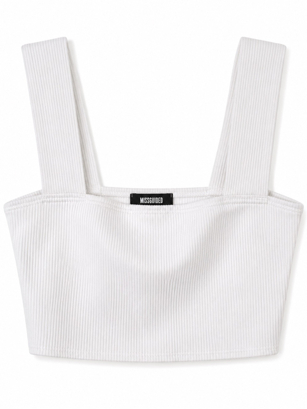 MISSGUIDED WHITE SQUARE NECK THICK STRAP CROP TOP